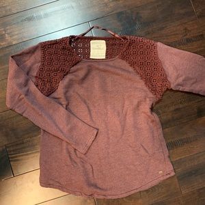 O’Neill Maroon Pullover with Crochet Detailing